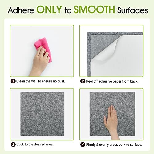 AKTOP Cork Bulletin Board 12x12, 1/2" Thick Felt Cork Board Tiles 12 Pack, Small Square Pin Board for Wall, Self Adhesive Corkboards with 120 Push Pin Wood Clips for School, Home & Office, Grey - Image 7