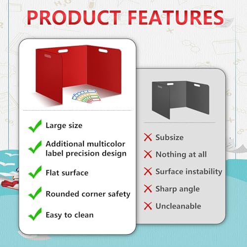 24 Pcs Desk Dividers for Students Classroom Plastic Privacy Folders Red Test Dividers for Students Desks Trifold Privacy Panel Partitions for School Teacher Supplies (24pcs Red) - Image 4