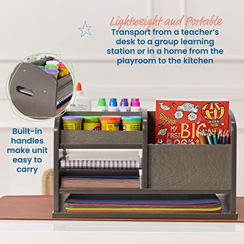 ECR4Kids Tabletop Supplies Storage Center Caddy, Classroom Essentials, Grey Wash - Image 4