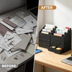 2 Sets 4-Slot Desktop Mail Organizer with 6 Drawers, Black Letter Organizer - Image 6