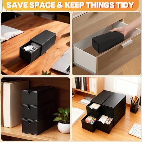 8Packs 3x5 Index Card Box,Index Card Organizer Box with Lid,Hold 8000 Cards,Black Recipe Holder for 3''x5'' Notecard Recipe Flashcard Card - Image 7
