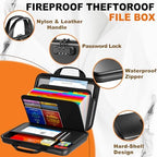 Fireproof Document Organizer with Lock, Semi-Rigid EVA Shell File Box with 13-Pocket Accordion Folder, Water-Resistant Storage for Important Documents, Passports & Certificates - Image 3