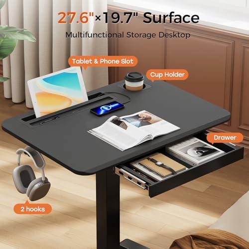 28" Mobile Standing Desk with Drawer, Portable Laptop Desk (Pack of 2) - Image 3