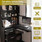 43.3" Black L Shaped Office Desk with Glass Cabinets and Drawers - Image 5
