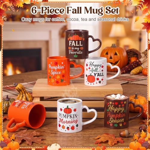 Pickmesh Fall Coffee Mug Set of 6, 10 oz Ceramic Teacher Mugs - Image 3