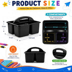 Haundry 6 Pack Black Classroom Caddy, 3-Compartment Plastic Supply Bins - Image 2