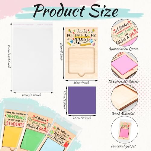 Motipuns 72 Pcs Teacher Gift Sticky Note Holder, Sticky Note, Light Color - Image 2