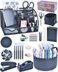 Black Desk Accessories and Organizers with Desk Organizer and 360°Rotating Pen Holder stapler Pen and a Lot of Office Black Office Supplies Beautifully Presented in a Gift Box by Vamrak