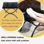 15" Upholstered Folding Foot Rest Stool with Foldable Metal Frame Black - Image 6