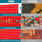 4 Pack Steel Peg Board,Universal 1/8 and 1/4 Pegboard Accessories,Ideal for Garage Tool Storage, Office Organization, Craft Room, Kitchen etc. (Red, 4-12X12) - Image 5