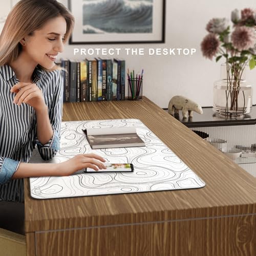 Cacoy 36"x20" Topographic Gaming Mouse Pad XXL, Extended Computer Desk Mat - Image 7