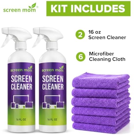 Screen Mom Ultimate Screen Cleaning Kit - 2 Pcs 16oz TV Screen Cleaner Spray and 6 Pcs Microfiber Cloths TV Cleaner Spray and Cloth, Laptop, Phone, iPad, Car and Computer Cleaning Kit Electronic - Image 7