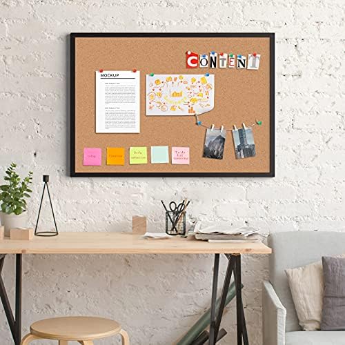 2-Pack Cork Board Bulletin Board 36 x 48, Black Wood Framed 4x3 Corkboard, Office Board for Wall Cork, Large Wall Mounted Notice Pin Board with 32 Push Pins for School, Home & Office - Image 2
