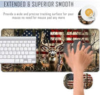 TGFEWYTJYJ Extended Gaming Mouse Pad,Memory Foam Ergonomic Keyboard Mouse Wrist Rest Support Set,Large Desk Mat with Stitched Edges,Non-Slip Base Mousepad Home Office,Camo Deer American Flag - Image 4
