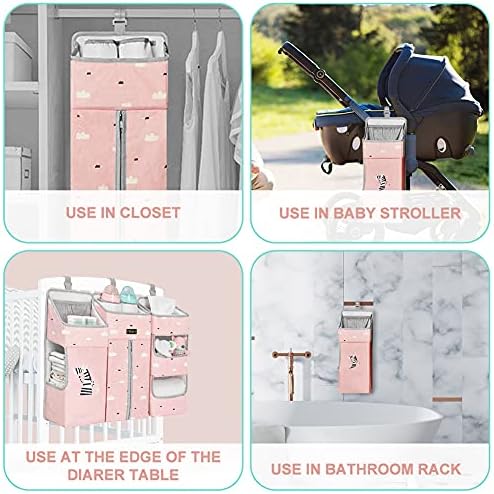Hanging Diaper Caddy Organizer for Baby Crib - 3-in-1 Diaper Stacker for Changing Table Nursery Organization Storage Holder for Baby Essentials Attachment Portable Combining Clothing - Image 6