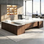 Executive Desk, L Shaped Executive Office Desk with Locking Drawer & File Cabinet, 1'' Thick Desktop, Large Office Desk with Storage, Modern Executive Computer Workstation for Home Office & Business by Unknown