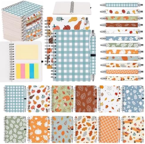 Fall Notebooks with Pens Bulk, 24 Sets, 5.5 x 4.7 Inch, Pumpkin by Culudea