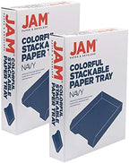 JAM PAPER Stackable Paper Trays - Navy Blue - Desktop Document, Letter, & File Organizer Tray - 2/Pack (Pack of 3) - Image 5