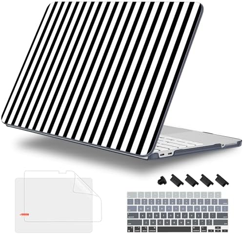 4-in-1 Hard Case for MacBook Neo 13 (A3404), Black & White Stripes by WelcomeViseNewitems