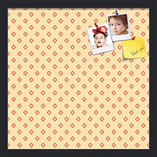 PinPix 18x18 inch Cork Bulletin Board. This Decorative Framed Pin Board Comes with Diamonds in Red and Yellow Design and Satin Black. Ideal for Home, Office Decor or School (PinPix-333) by PinPixBulletinBoards