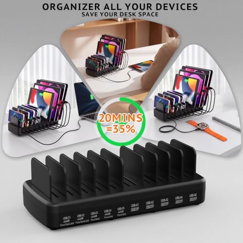 Charging Station for Multiple Devices, Adjustable Dividers Charger Dock - Image 3