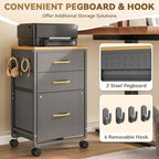 3 Drawer File Cabinet Under Desk, Small Filing Cabinet Printer Stand - Image 3