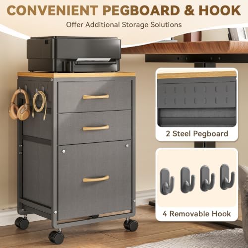 3 Drawer File Cabinet Under Desk, Small Filing Cabinet Printer Stand - Image 3