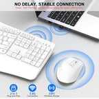 Wireless Keyboard and Mouse Combo, 2.4G Ergonomic Wave Keys(White) - Image 5