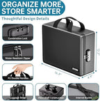 Fireproof Document Box with Lock, Hard-Shell File Organizer, Black - Image 3