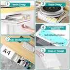SVNNELP Under Desk Table Drawer Storage Organizer,3 Pack Small & Medium & Large Slide Out Desk Drawers - Hidden Desktop Organizer,Adhesive Storage Pencil Tray Under Table(Clear/LMS) - Image 5