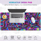 Gaming Mouse Pad, Large Desk Mat, Cute Desk Pad Protector, 4in1 XXL Mousepad + Keyboard Wrist Rest+Mouse Wrist Rest+Coaster Set with Ergonomic Desk Pad for Home Office Computer, Dazzling Bright Color - Image 6