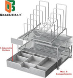 Deco Brothers Desktop File Organizer with Double Tray & 5 Folder Stand Gray - Image 2
