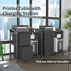 Printer Stand with Storage, Lateral Office Filing Cabinets with Power outlets & USB Charging Port, File Cabinet with Large Printer Stands for Home Office, Shredder Stand Rack (Black) - Image 6