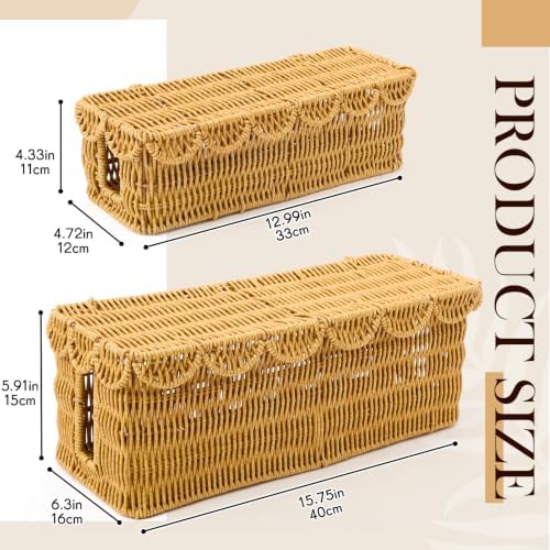 Patelai 2 Pack Scalloped Cable Management Box, Plastic, Natural Color - Image 2