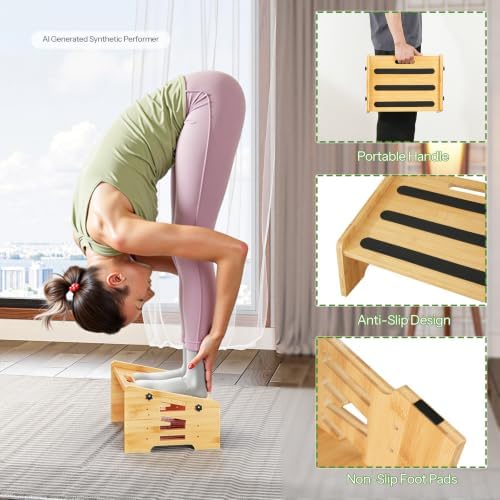 HOOBRO Bamboo Foot Rest, Adjustable Under Desk Footrest with 5 Height Options & Angles, Non-Slip Ergonomic Foot Rest for Under Desk at Work for Improved Posture, for Home & Office, Natural YL01FP01 - Image 6
