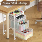 Rolling Utility Cart with 3 Drawers, Craft Organizer and Storage with DIY Divider, Lockable Wheels, Multi-Functional Storage for Art Supplies, Store for Brushes & Paints & Artifacts,White - Image 2