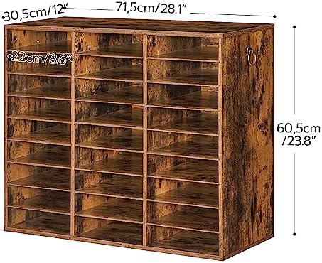 HOOBRO Literature Organizer, 27 Compartments Wooden Mail Organizer, Countertop Literature Sorter with Adjustable Shelves for Home, Office, School, Student Mailbox for Classroom, Rustic Brown FG27WF01 - Image 3