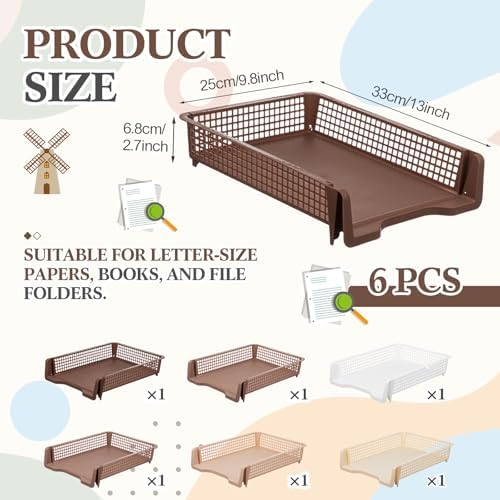 Geetery Turn in Trays Classroom, Gradient Brown, Set of 6 - Image 2