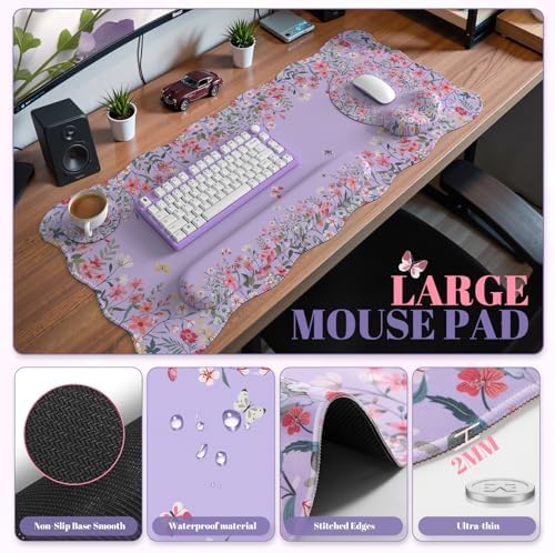 iCasso Computer Mat for Workspace, Purple 35.4"x15.7" Computer Pad - Image 2