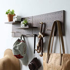Wooden Pegboard Modular Display Organization Storage Wall Decor Hooks Shelf (Color:Oak) - Image 6