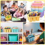 Qunclay 12 Pack Plastic Caddy with Handle Pastel Color 4 Compartment Classroom Caddies Organizer Protable Craft Storage Classroom Caddy Organization for Teachers Pencil Crayon Marker School Supplies - Image 6