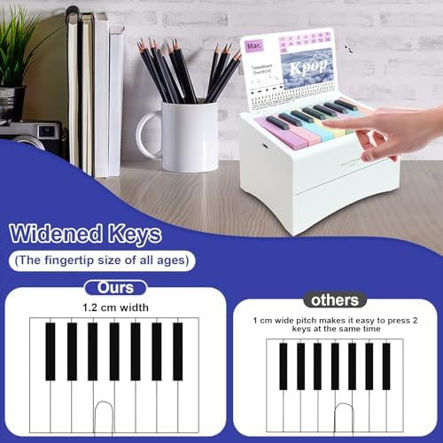 Piano Calendar 2027 Desk Calendar, Magical Music Themed Singer Kpop Playable Piano Desk Calendar 2027, Demon Mini Piano With 12 Music Scores in 13 Cards Gifts for Hunters Fans Home Decor - White - Image 7