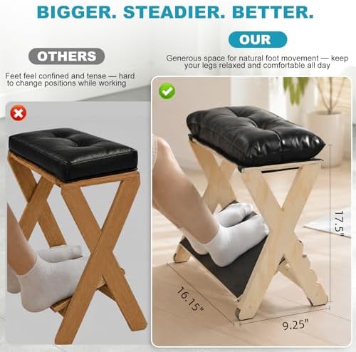 Foot Rest Under Desk at Work Adjustable Wooden - Image 2
