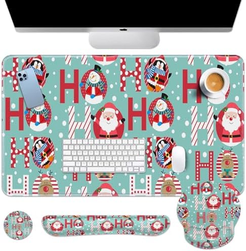 Britimes Keyboard Mouse Pad Set, 4 in 1 Desk Mat Set, Santa Claus Christmas by Britimes