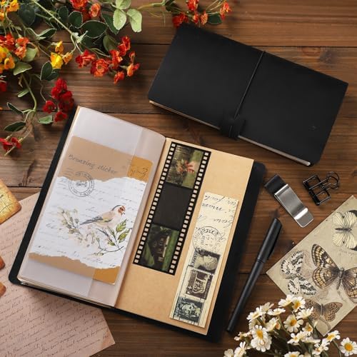 Thenshop Traveling Refillable Leather Journal Notebook, Black, Stand Size - Image 5