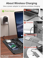 Mouse Pad with Wireless Charging, Large Desk Mat, Black Topographic Map #3 - Image 5