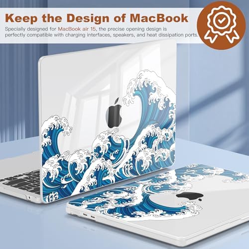 CISSOOK Case for MacBook Air 15 inch 2023 2024 2025 2026 M2-M5 Great Wave - Image 5