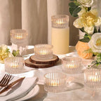 HAVITI 24 Pcs Large Tea Light Holders, Clear Glass Candle Holders, Votive Candle Holders for Table Centerpiece Wedding Table Decor(1.57" H 2.64" D) - Image 4