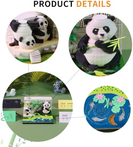 2027 Tear Away Panda 3D Paper Carving Desktop Calendar - Image 5