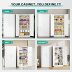 SISESOL White Metal Storage Cabinet with 2 Doors and 6 Shelves,71" Tall Metal Cabinet with Lock,Lockable Garage Storage Cabinets,Locking File Cabinet,Steel Tool Cabinets for Home,Office,Garage,Shop - Image 5